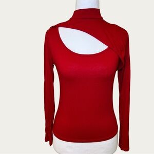 Wild Love Red Cut-Out Long Sleeve Bodycon‎ Top Size Small